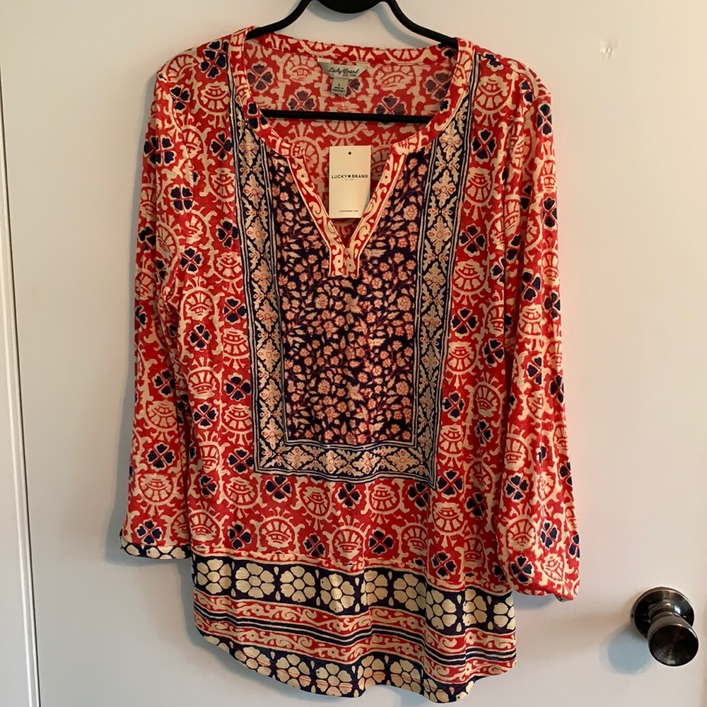 NWT Lucky Brand large 3/4 sleeve top.